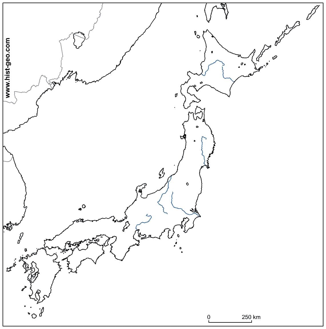 japonsko řeky mapě