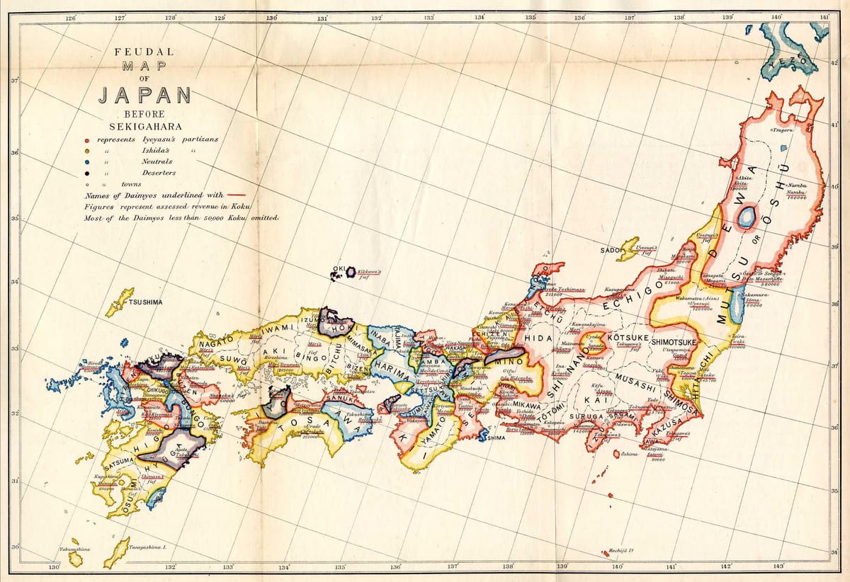 mapa japonsko feudální