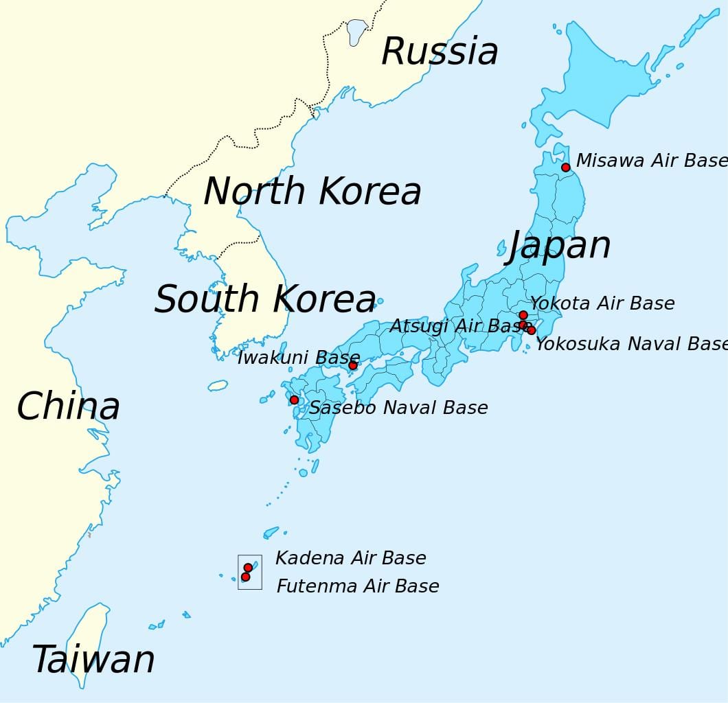 japonsko mapa 2. světové války