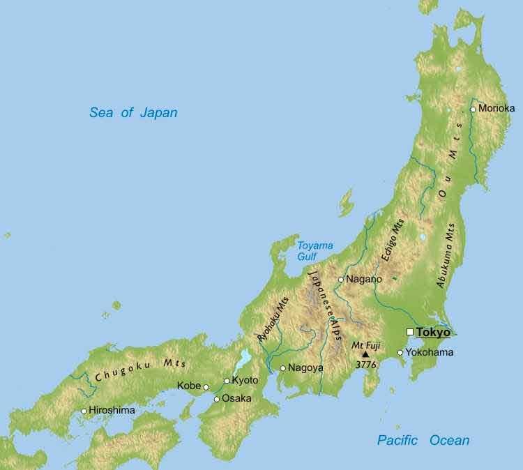 mapa hor v japonsku