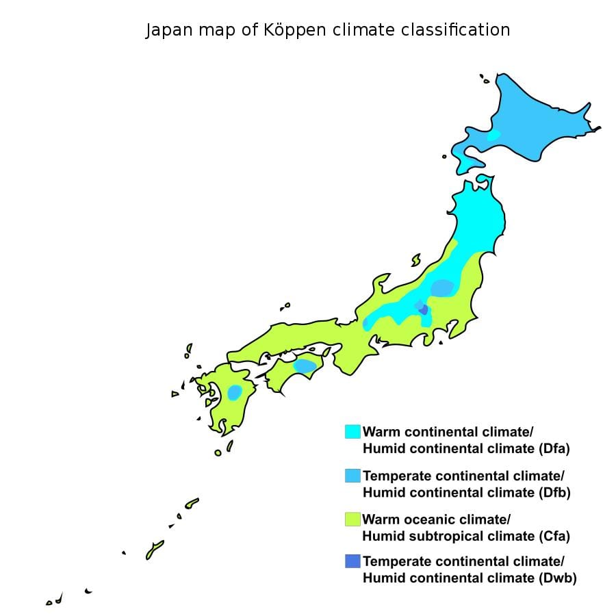 klima mapa japonska