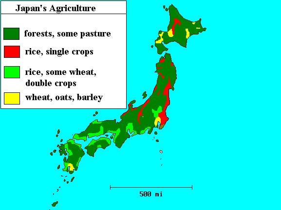 mapa japonska lesy
