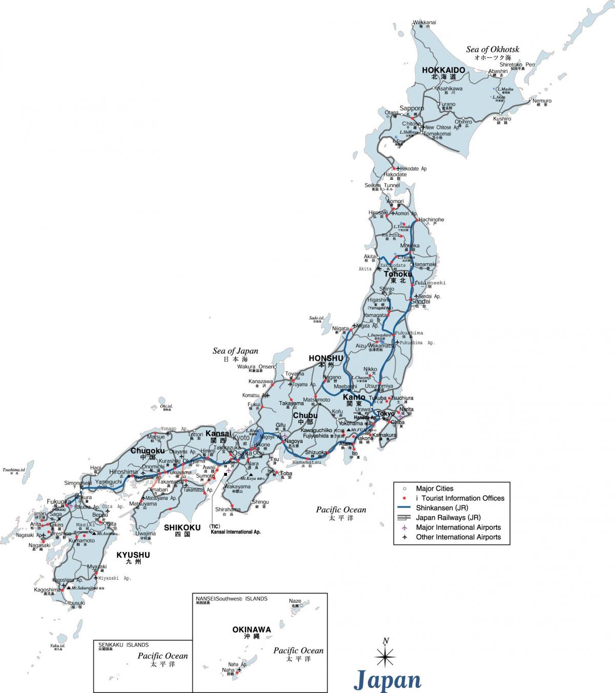 japonsko doprava mapa