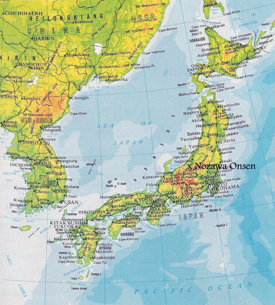 výšková mapa japonska