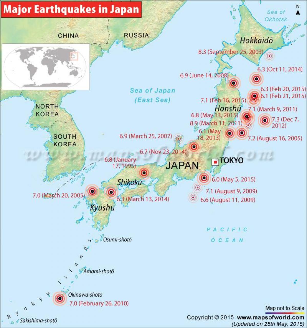 zemětřesení mapa japonska