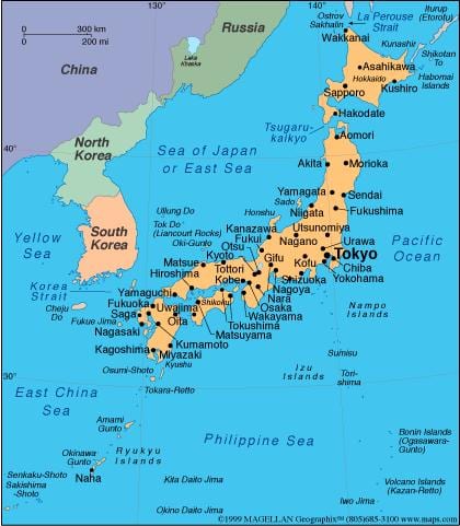 mapa jižní japonsko