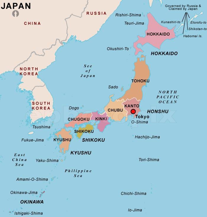 politická mapa japonska