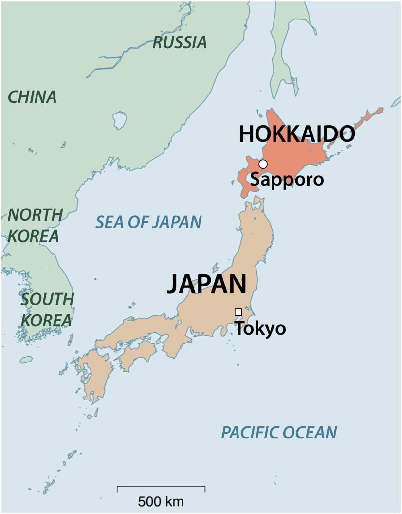 mapa severní japonsko