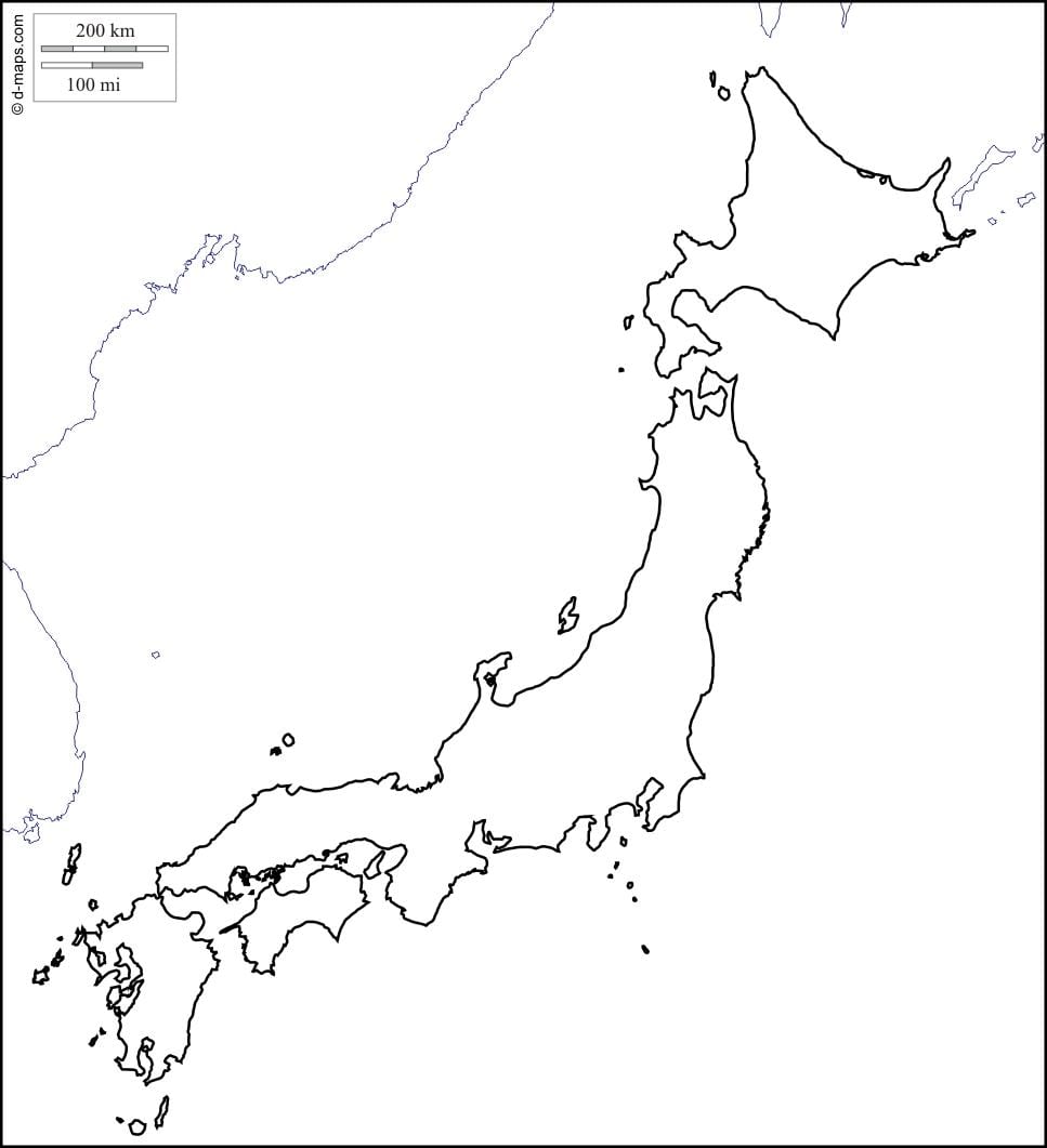 slepá mapa japonska