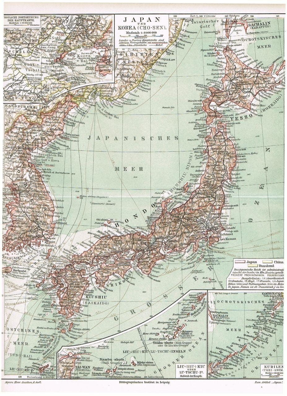 stará mapa japonsko