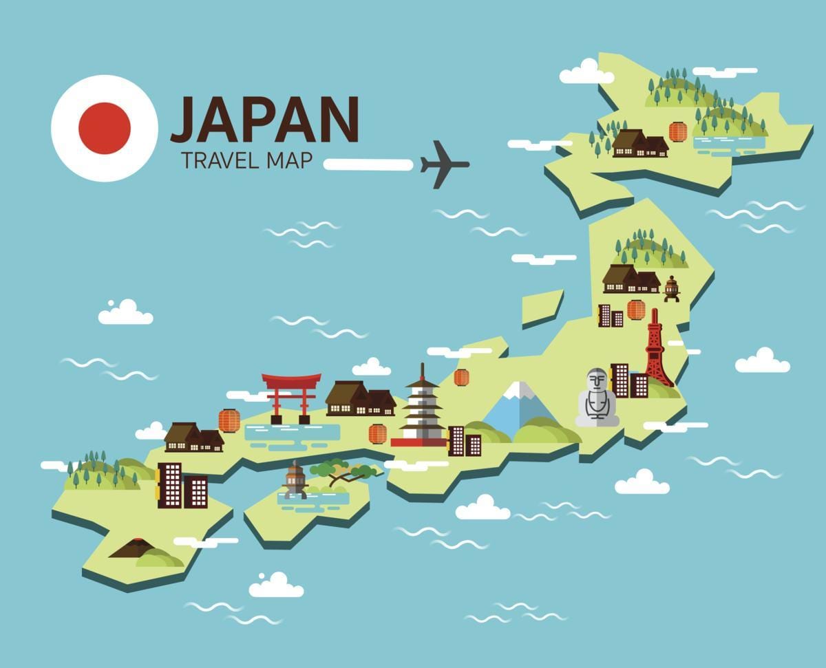 mapa univerzální japonsko