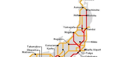 Železniční japonsko mapa