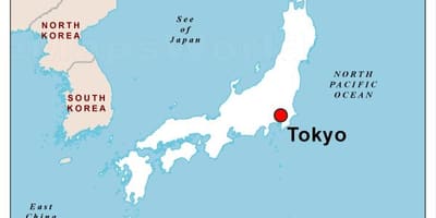 Hlavní město japonska mapě