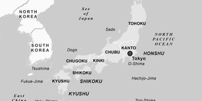 Černé a bílé mapa japonska