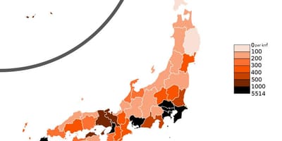 Hustota obyvatelstva mapu japonsko