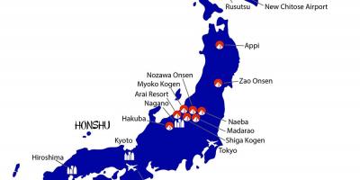 Mapa japonska lyžařských středisek