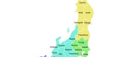 Japonsko mapa provincií
