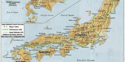 Topografická mapa japonska