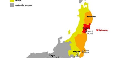 Mapa japonsko tsunami
