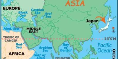 Mapa světa v japonsku