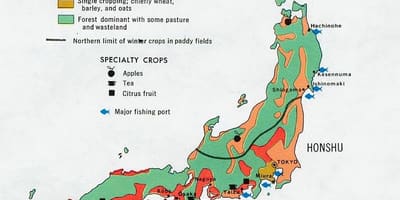 Mapa japonska zemědělství