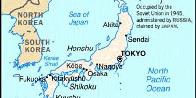 Japonsko a okolní země, mapa