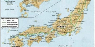 Podrobná mapa japonska